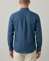 CAMISA 100% LINO AZUL OSCURO