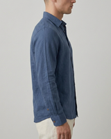 CAMISA 100% LINO AZUL OSCURO