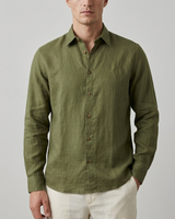 CAMISA MANGA LARGA LINO 100% VERDE MIL