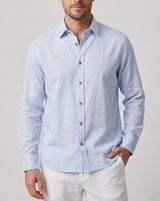 Camisa lino Azul Suave 100% algodon