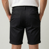 Bermuda de Drill Negro con Botones de Tagua