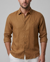 CAMISA MANGA LARGA 100% LINO TERRACOTA