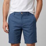 bermuda corta lino azul o