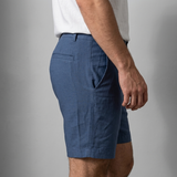 bermuda corta lino azul o