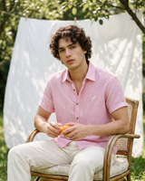 Camisa Cuello ingles rosa jaspeado